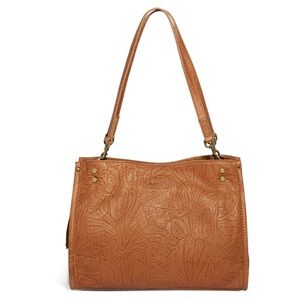 Elegant Tan Embossed Shoulder Bag